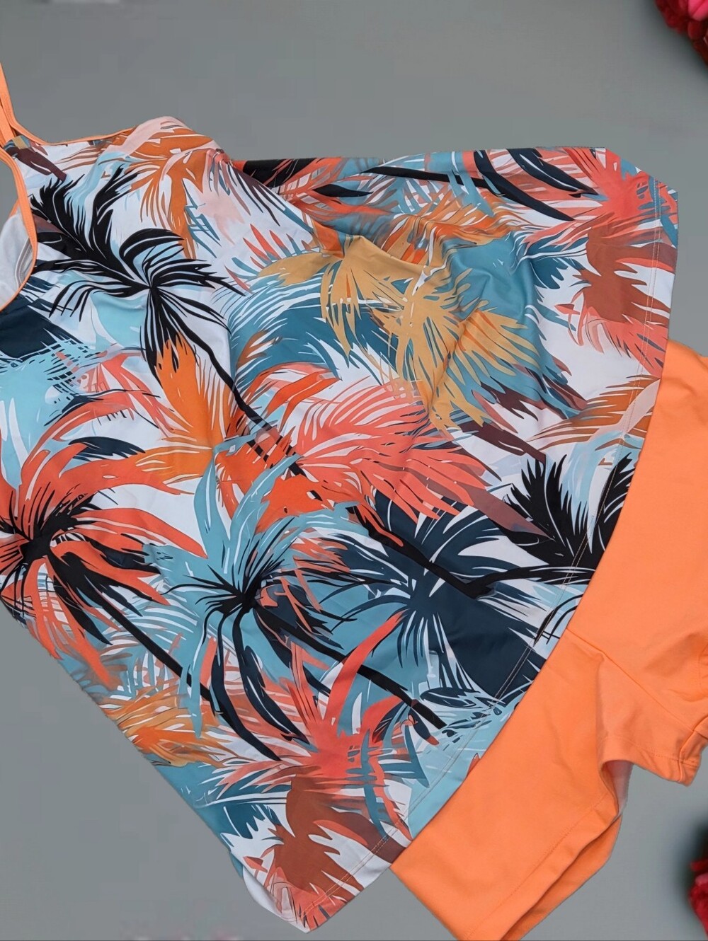 Women's Palm Tree Print Tankini Swimsuit Set women 3XL